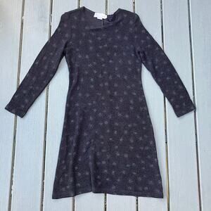 Vintage 90s black sparkly starburst long sleeve knee length dress, night out
